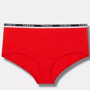 Torrid Panties 2X Brief Red Cotton Mid Rise Logo Panty Underwear Plus Size New